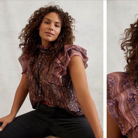 Anthropologie Tops - Anthropologie Othilia Caricia Ruffled Blouse Size 1X